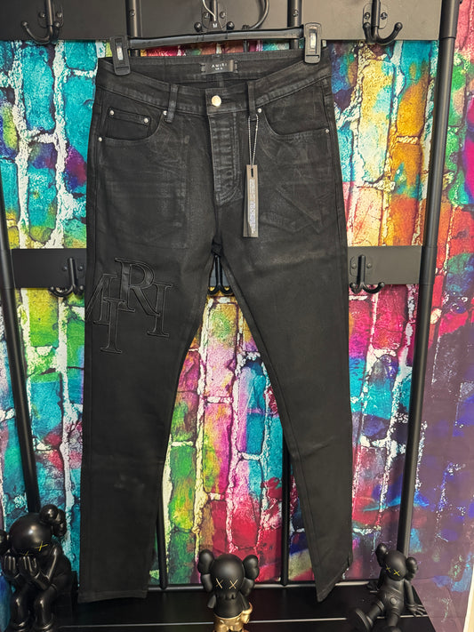 Amiri jeans black on black leather