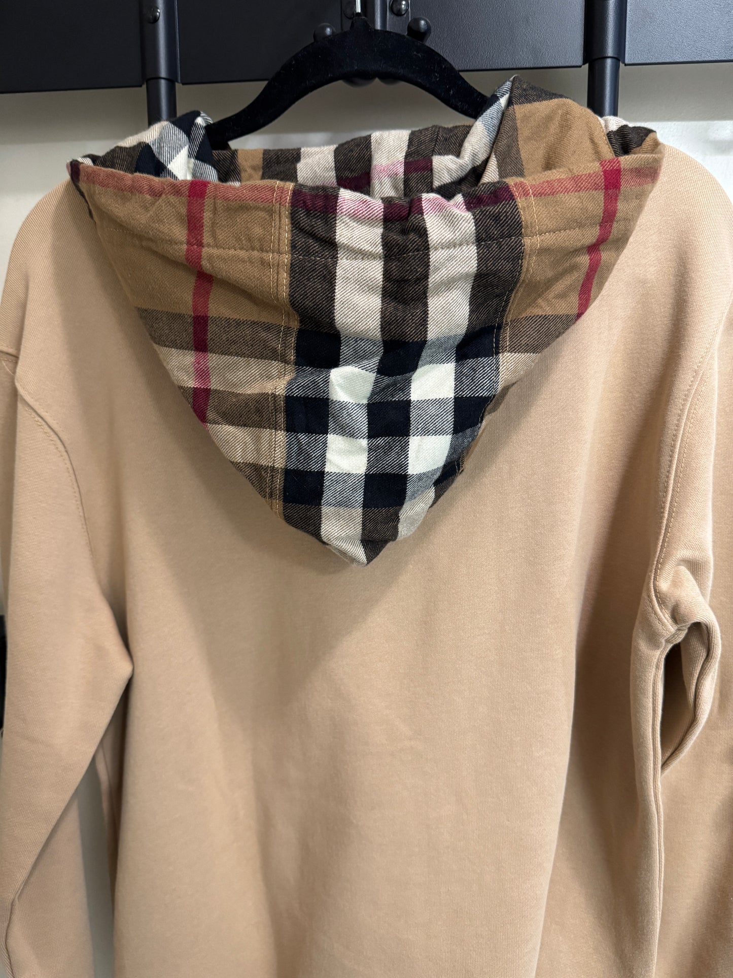 Burberry check hoodie cream
