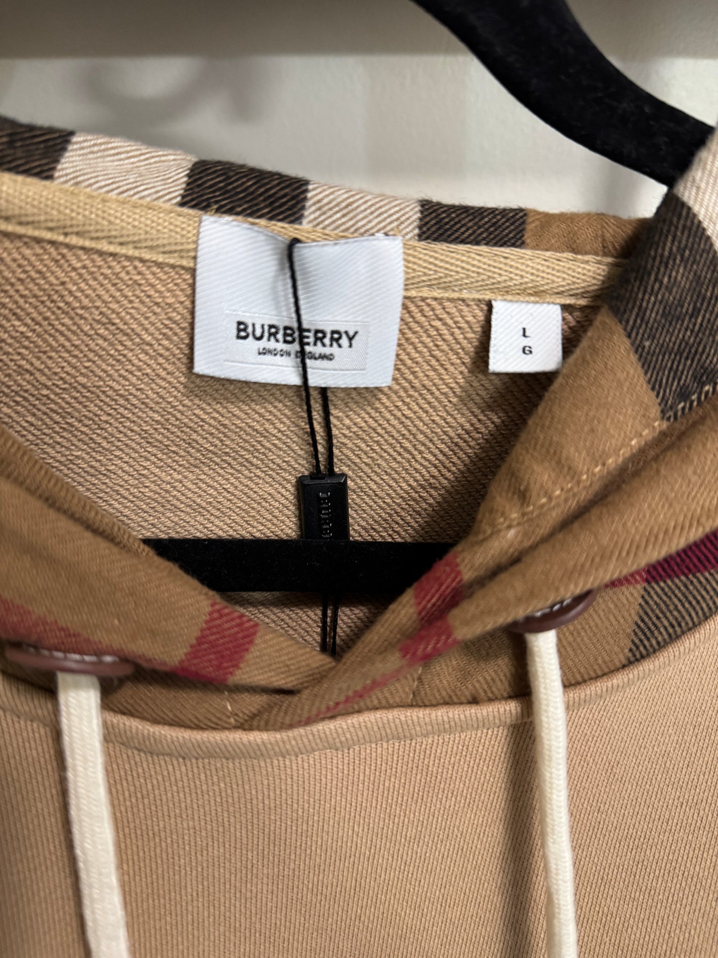 Burberry check hoodie cream